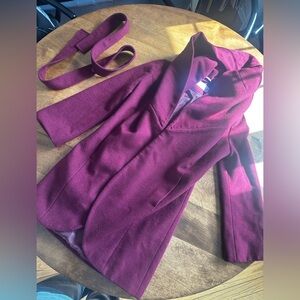 Tahari Marilyn Wool Blend Coat with Shawl Collar